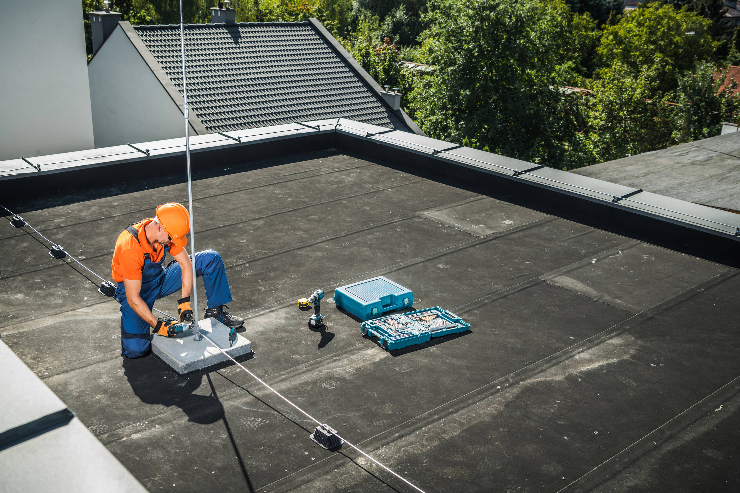 Technician installing lightning protection system 2026 03 25 08 59 12 utc